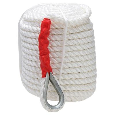 China Three Strands Anchor Rope Nylon Twine White Twisted Nylon Rope With Dice Boat Accessories For Swings Towing Boat Dock Line for sale