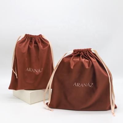 China Recyclable Custom Silky Velvet Drawstring Bag Eco Garment Storage Tote Bag Velvet Shoe Dust Bag for sale