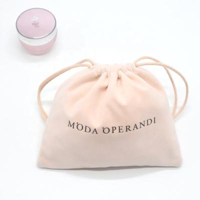 China Eco Customized Soft Cosmetic Packaging Pouch Peach Rose Velvet Drawstring Pouch Jewelry Bag Wholesale for sale