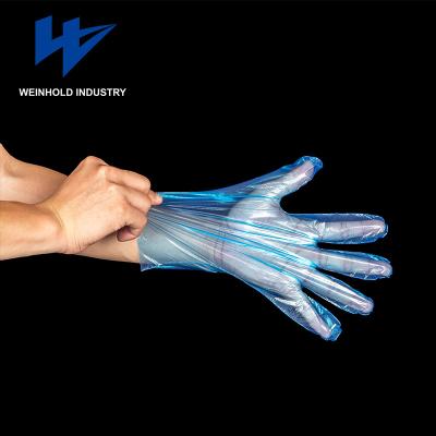 China Hair Dyeing Exceptional Folded Blue Plastic Pe Gloves for sale