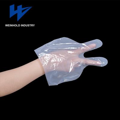 China Food Preparing STERILE POLY TWO FINGER GLOVES , Small Touch Screen PE Packing Gloves for sale