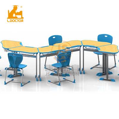 China Modern Modern University School Furniture Trapezoid Desk Table Classroom For Combo for sale