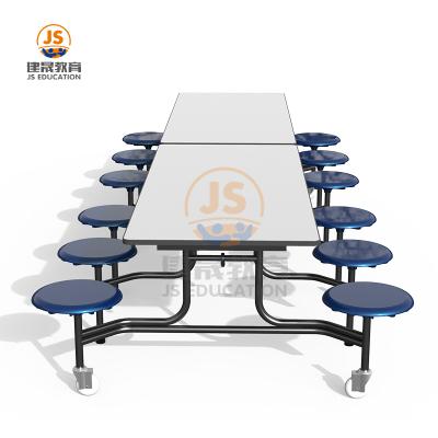 China Modern Industrial Furniture JS 12seats Canteen School Table Folding Dining Desk for sale