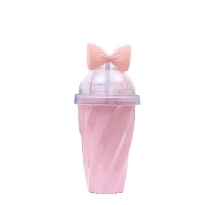 China 2020 custom printed 16oz 500ml cheap clear plastic wine cups with straw 18/5.5 /9.5cm for sale