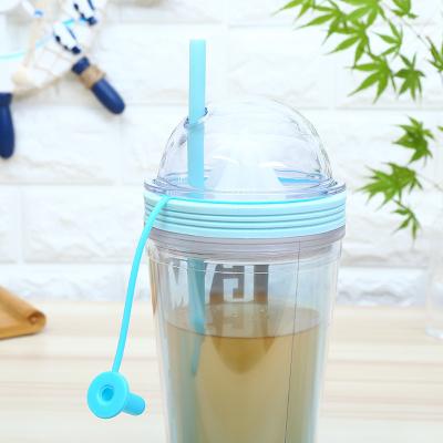 China Clear Cartoon Coffee Personalized Reusable Double Wall Plastic Cup for sale