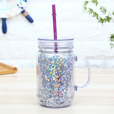 China Eco Friendly Cups Sealing Double Wall Plastic Cups With Handle 15.8/7.5/13.5cm for sale