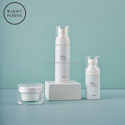 China Beauty Cosmetic Set Good Quality PET Lotion Or Spray Packing Pump And Plastic PMMA Bottle Eye Scream Face Bottle Combination Set for sale