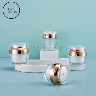 China BEAUTY PACKAGING Acrylic Airless Lotion Pump Bottle Cream Jar With Luxury Gold Plating Process Face Press Container for sale