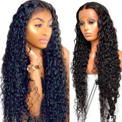 China Very Popular Unprocessed Cheap Unprocessed Indian Remy Hair Cuticle Aligned Water Wave 5X5 Lace Wig 100% Swiss Lace Wig for sale