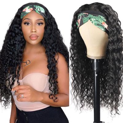 China Factory Supplier Wholesale Straight Non Lace Wig Headband 100%Human Wig Hair For Peruvian Color Women Water Wave Headband Glueless Wig for sale