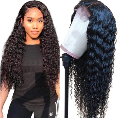 China Factory Wholesale Raw Indian Virgin Deep Wave Human Hair 4X4 Lace Closure Wig For Black Women Pre Plucked Baby Hair for sale