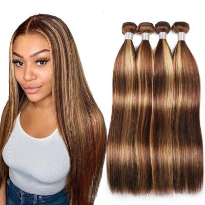 China Wholesale Virgin Straight Unprocessed Peruvian Straight Human Hair Bundles 4/27# Color Highlight Extensions Hair Weave Bundles for sale