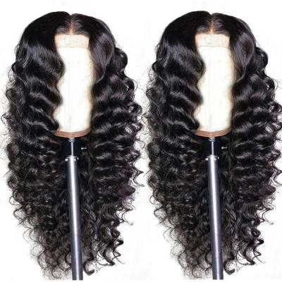 China Deep Loose Mink Brazilian Virgin Human Hair 5x5 Lace Wig For Women Full HD Transparent Closure Lace Wig Pre Plucked Color With Baby Hair for sale