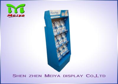 China UV coating blue color custom cardboard displays rack with plastic hooks for Mani Pedi for sale