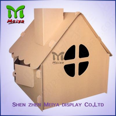 China Corrugated Paper Artwork Cardboard Kids Toys foldable Craft House for sale