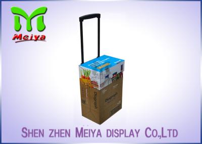 China Recyclable Corrugated Exhibition Trolley / Advertising Cardboard Box With Wheels for sale