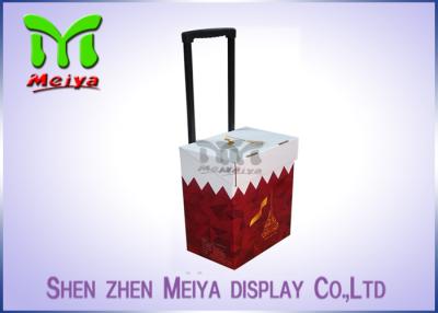 China Foldable Corrugated Material Advertising Carton Trolley With Retractable Handle And Wheels for sale