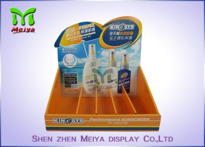 China Supermarket eye catching advertising cardboard makeup counter display ,suncream counter display for sale