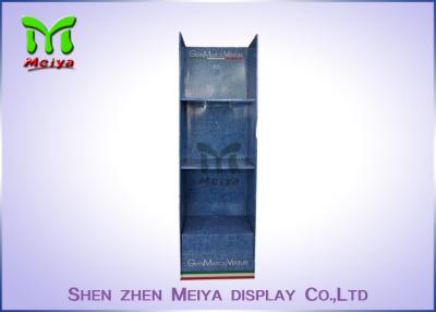 China 3 Shelves Customized Cardboard Floor Displays / Slip Knots Advertising Display Stands For Clothes for sale