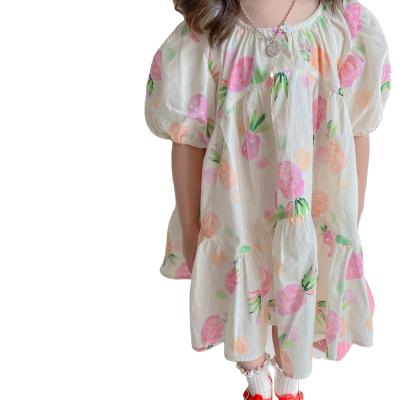 China 2022 New Washable Girls Bubble Dress Girls Short Cotton Princess Long Sleeve Dresses for sale