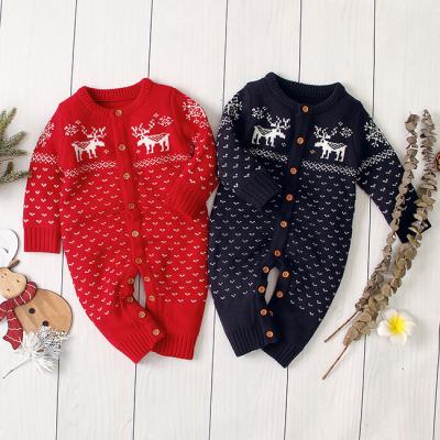 China Christmas Children's Clothing 90%Acrylic Newborn Baby Romper Jumpsuit Baby Romper Christmas Sweater for sale