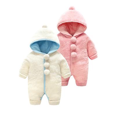 China Eco-Friendly Soft Warm Thick Hooded Newborn Rompers Winter Children's Clothing Infant Babies' And Boys' Clothes for sale