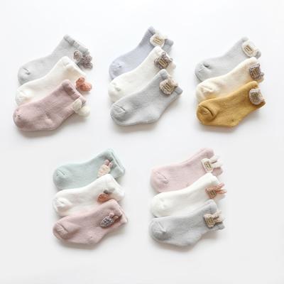 China Breathable Autumn And Winter Terry Thickened Baby Socks Cartoon Accessories Non-slip Socks In The Tube Newborn Socks for sale