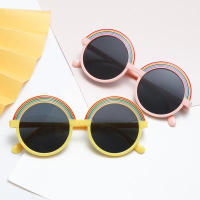 China 2022 New Fashion Children's PC Frame Round Frame Rainbow Girl Sunglasses Cute Baby Sunscreen Lenses Sun Glasses for sale