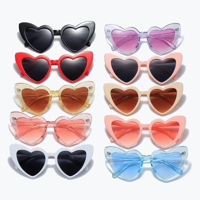 China Fashion sunglasses wholesale party girl pink white glass heart-shaped sunglasses, ladies, multi-color for sale