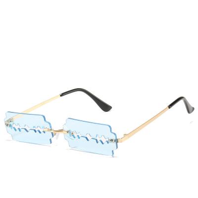 China Fashionable Square Rimless Fashion Metal Square Frame Unique Designer Women Men Shades Sun Glasses 2022 Sun Glasses for sale