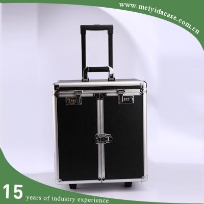 China Good Quality Fashionable Black Display Trolley Jewelry Showcase With Wheels for sale