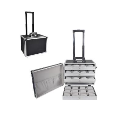 China Professional Aluminum Jewelery Box Trolley Jewelery Packaging Cosmetic Ware Display Case for sale