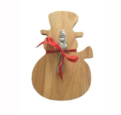 China Sustainable Christmas Snowman Shape Cheese Board With Butter Spreader for sale