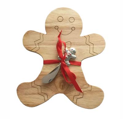 China Sustainable Gingerbread Man Shaped Cheese Board With Cheese Spreader for sale