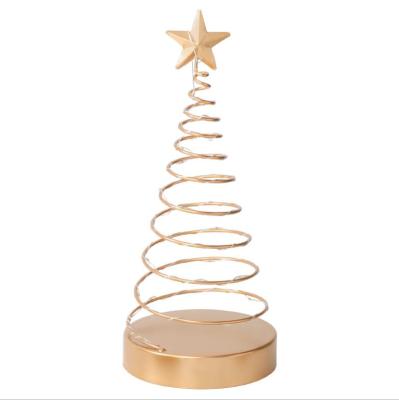 China Lit Spiral Flexible Spring Metal Christmas Ornaments Table Decoration Luminous Star for sale