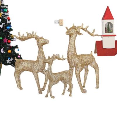 China Christmas Decor Customize Metal Deer Christmas Party Decorative Iron Lighted Elk Ornaments Glitter Decoration for sale