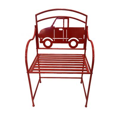 China Traditional Customize European Designed Vintage Outdoor Metal Chairs Luxury Garden Red Iron Chair Small Quantity Available for sale