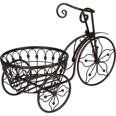 China Retro 3 Wheel Modern European Style Metal Bicycle Flower Pots Shelf Garden Planter for sale