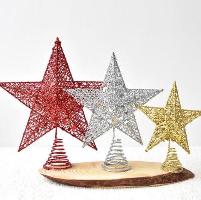 China Home Decoration Factory Directly Sell Christmas Decoration Accessories Iron Made Christmas Tree Top Star Glitter for sale