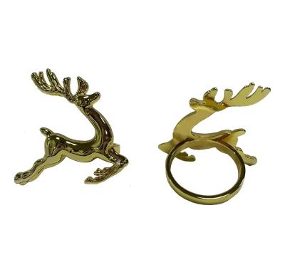 China Eco - Friendly Deer Shape Napkin Holder , Christmas Gold Metal Deer Napkin Ring for sale