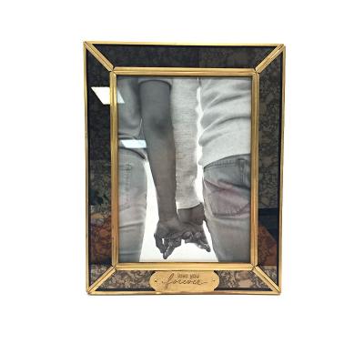 China Morden 25th and 50th Anniversary Photo Frame Photo Frame, Antique Copper Frame with Glass Inset Picture Holder for sale