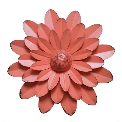 China Eco-friendly Colorful Oniya Vintage Metal Wall Decor Home Sculptures Flower Hanging Art For Farmhouse for sale