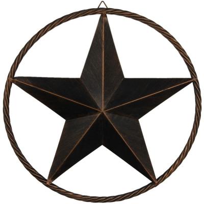 China Custom Size And Color Oniya Star Dark Brown Wall Rustic Metal Decor Barn Western Home Circle Star Decorative for sale