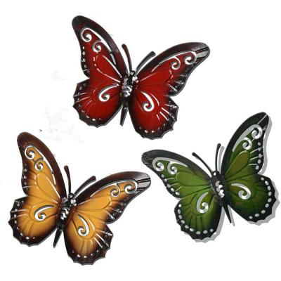 China Custom Size and Color Oniya 3 Pack Metal Wall Indoor Butterflies Garden Decoration Outdoor Butterfly Hanging Art Sculpture for sale