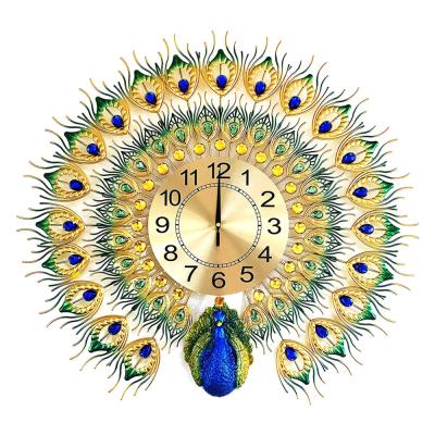 China Large Size Antique Peacock Cast Iron Oniya Style Decorative Wall Clocks For Home, Bedroom, Office for sale