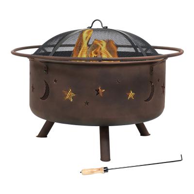 China Oniya Outdoor Heater 30 Inch Round Patio and Backyard Wood Fire Pit Burning Pit for Outdoor with Chimney Poker for sale