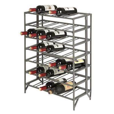 China 35 Bottle Wine Cellar Sustainable Storage Rack Foldable Metal Wine Rack for sale