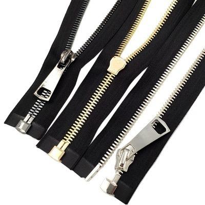 China Standard Custom Metal Zipper Teeth Color One Way Brass Black Metal Zipper No. 5 automatic lock for sale