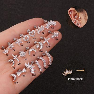 China Wholesale Trendy Europe and America Geometric Crown Earrings with Stainless Steel Stud Earrings and Lip Stud Earrings for sale