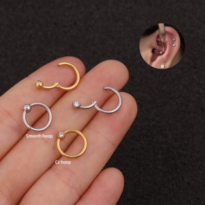 China New FASHIONABLE Wholesale Metal Ring Zircon Multifunctional Open Earrings of Stainless Steel 16g for sale